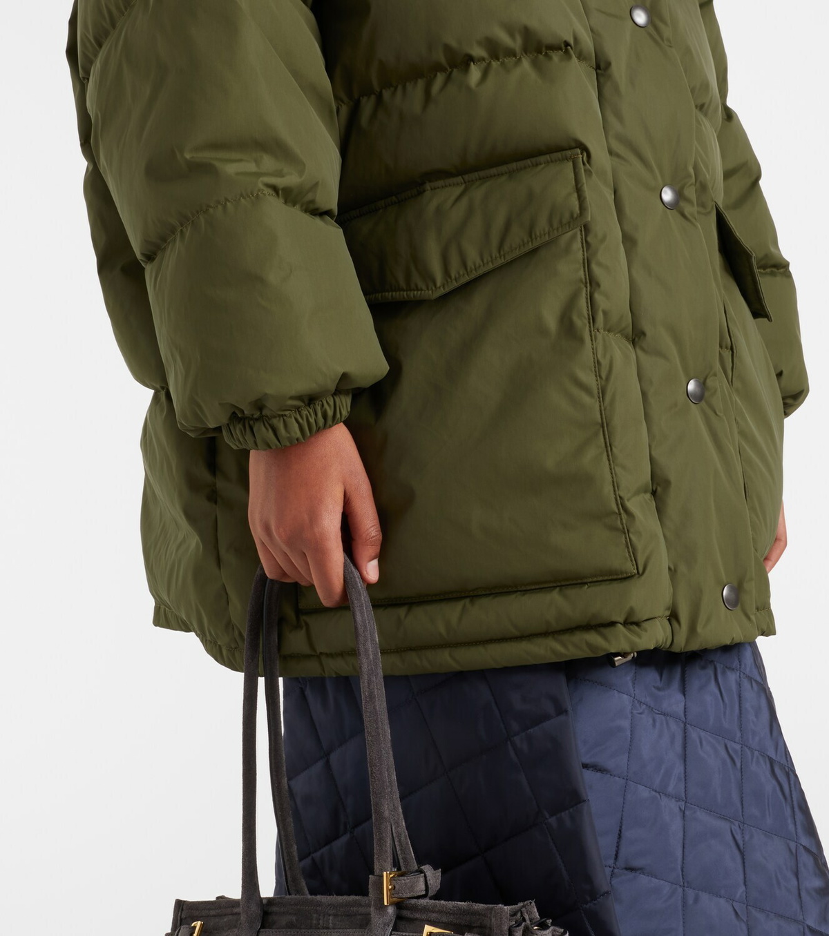 Prada Shearling-trimmed down coat