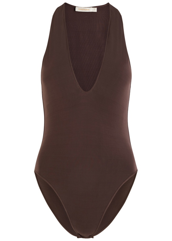 Photo: Zimmermann Dawning Stretch-satin Jersey Bodysuit Brown