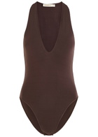 Zimmermann Dawning Stretch-satin Jersey Bodysuit Brown
