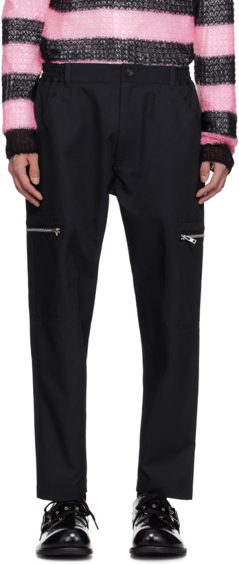 Photo: Comme des Garçons Homme Deux Navy Irregular Pin Head Trousers