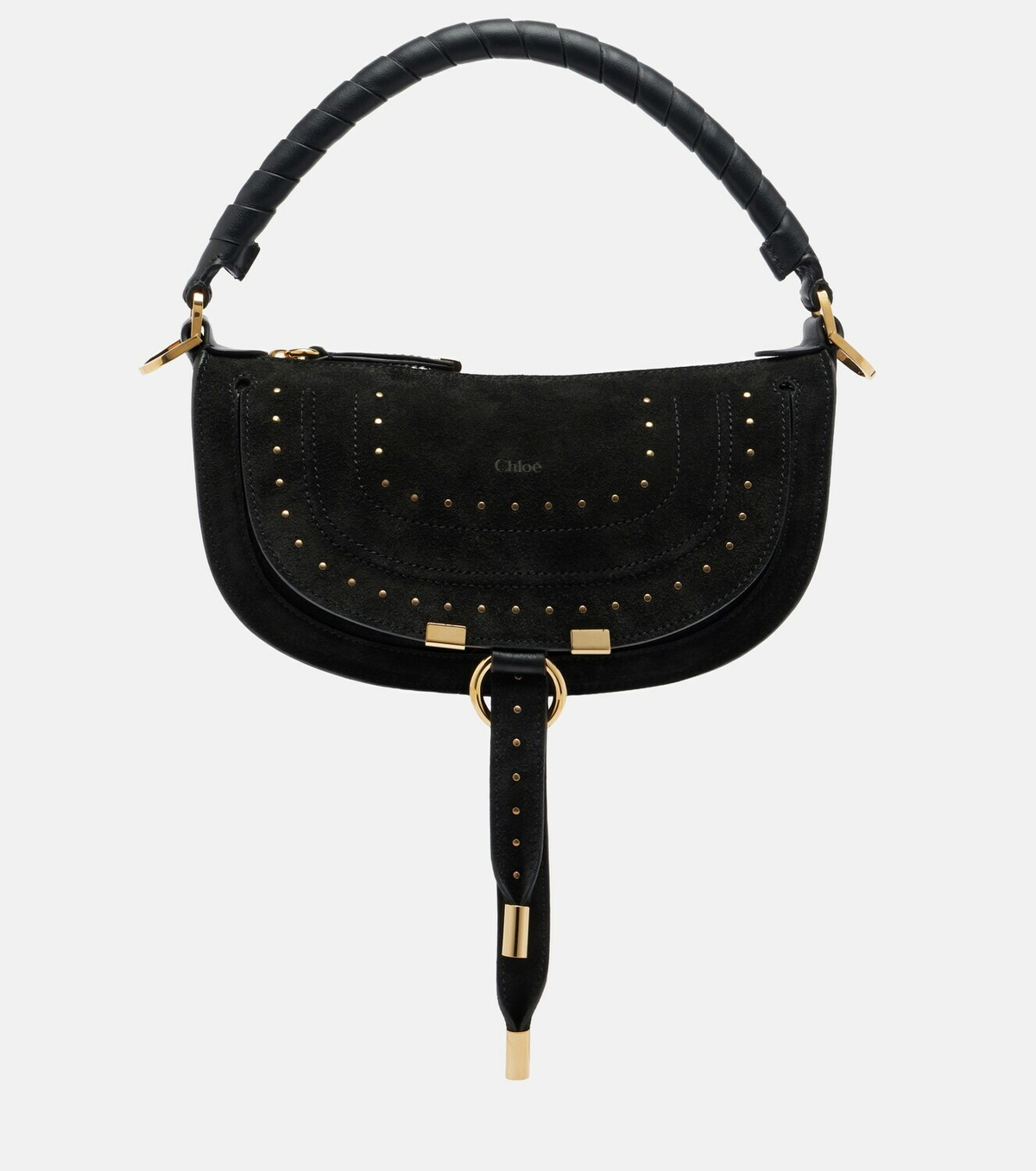 Chloé Marcie Small studded suede shoulder bag