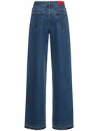 ALESSANDRA RICH Denim Wide Jeans with crystals