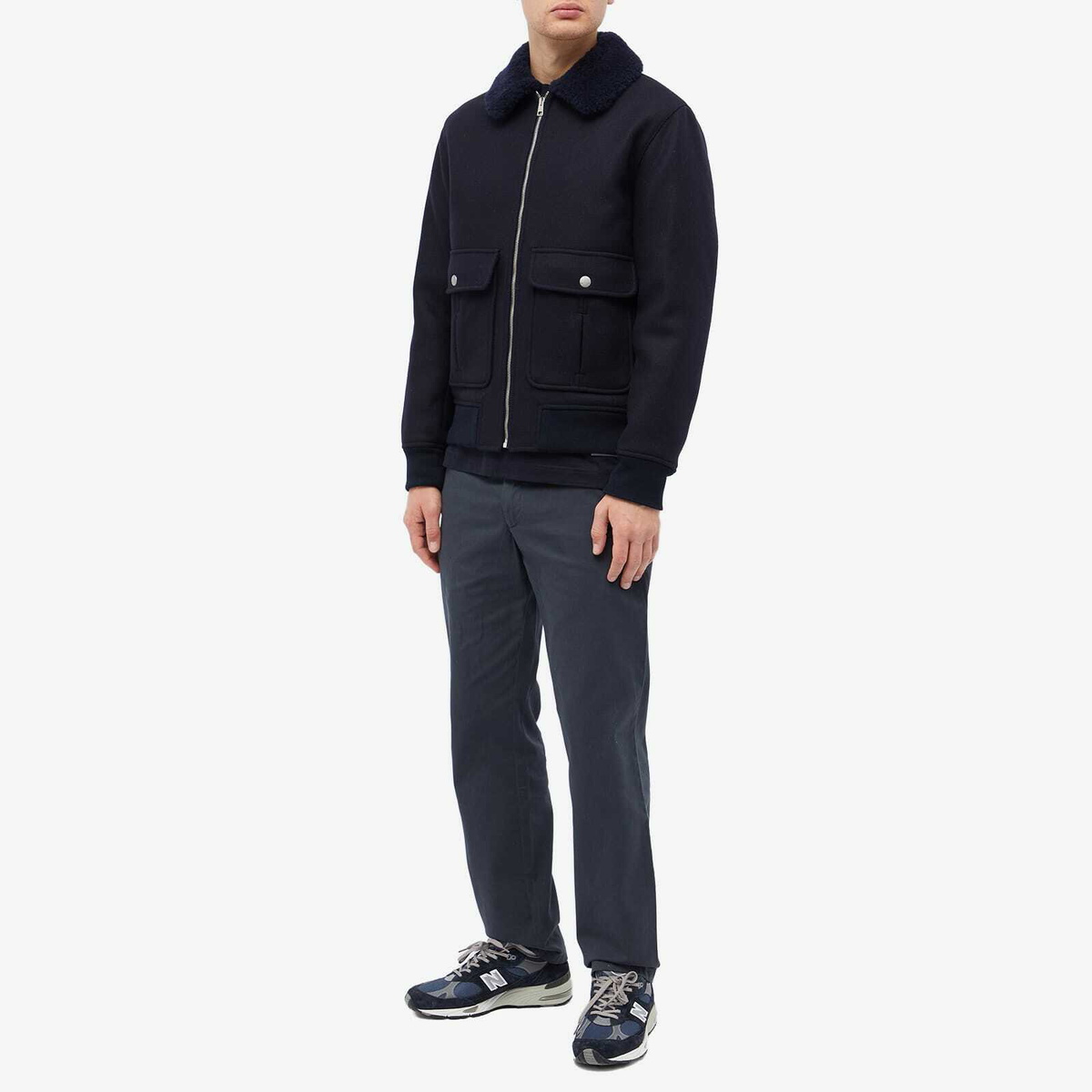 A.P.C. Ben Faux Fur Collar Jacket in Dark Navy A.P.C.