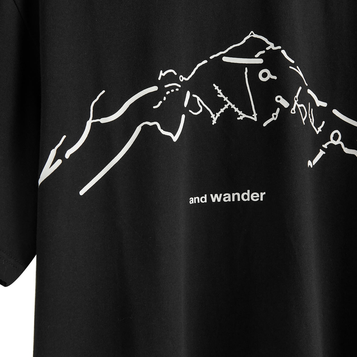and wander x Daijiro Ohara Map Key Print T-Shirt in Black