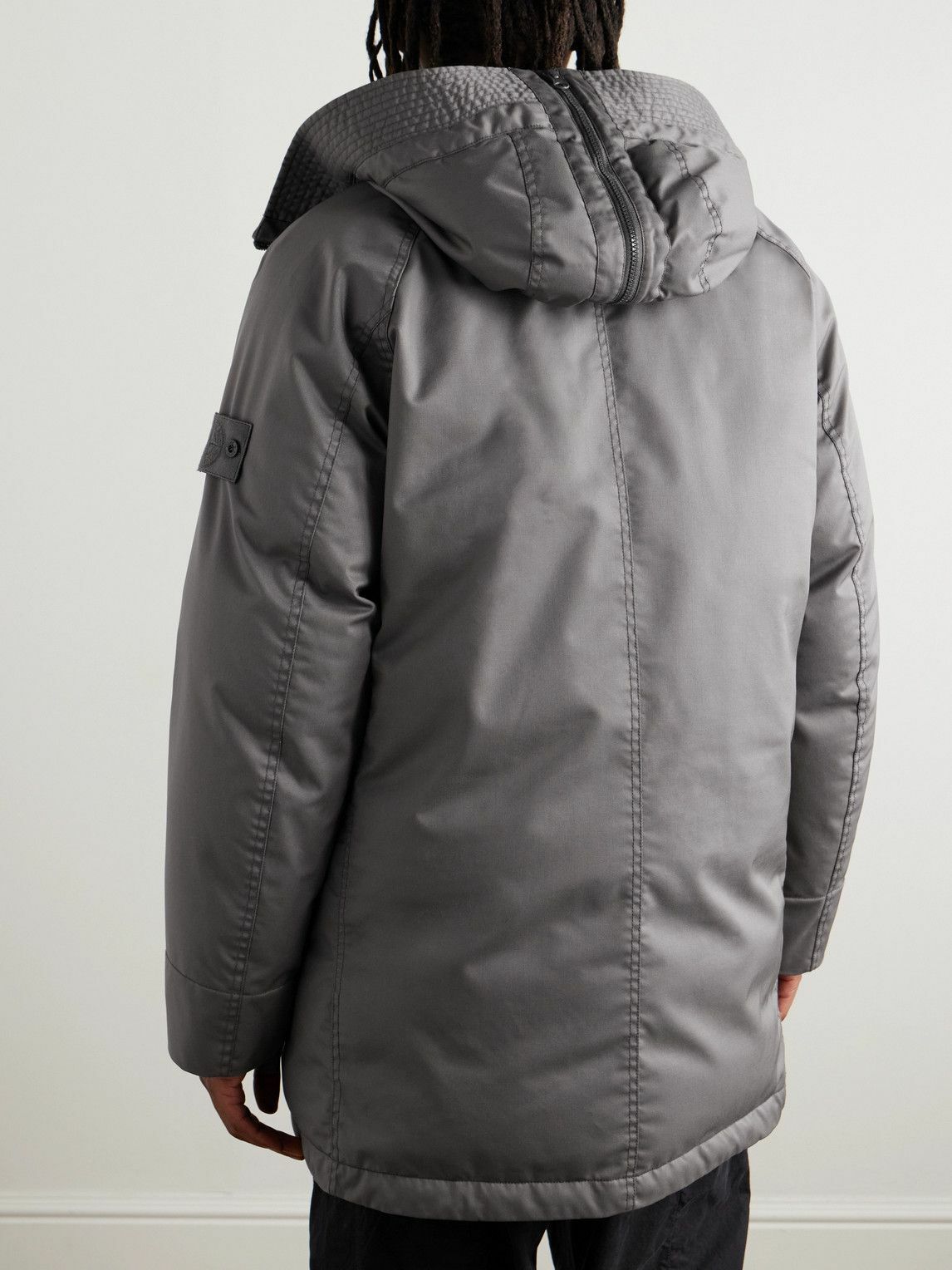 Stone Island - Ghost Logo-Appliquéd Coated Wool-Twill Hooded Stone Island - Ghost Logo-Appliquéd Coated Wool-Twill Hooded