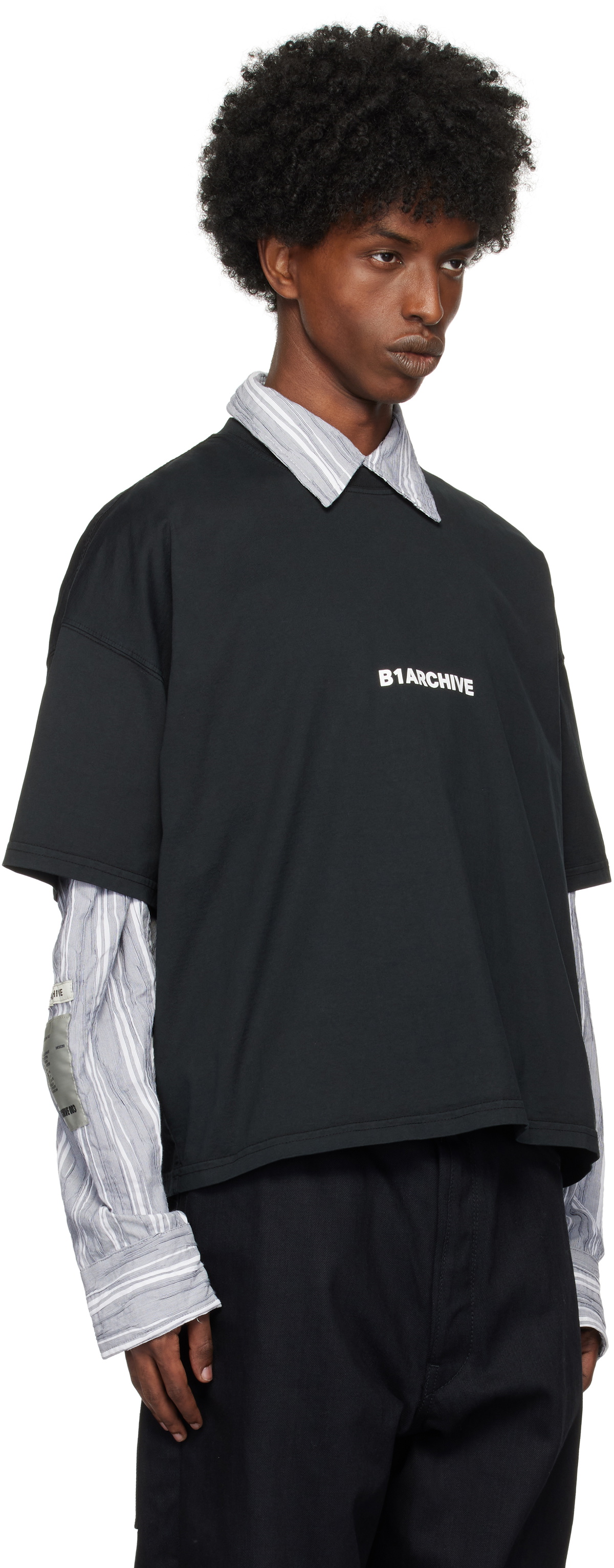 B1ARCHIVE Black Printed-Logo T-shirt