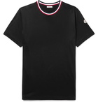 Moncler - Logo-Appliquéd Stripe-Trimmed Cotton-Jersey T-Shirt - Black