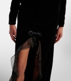 Alessandra Rich Ruched silk-trimmed asymmetric velvet gown