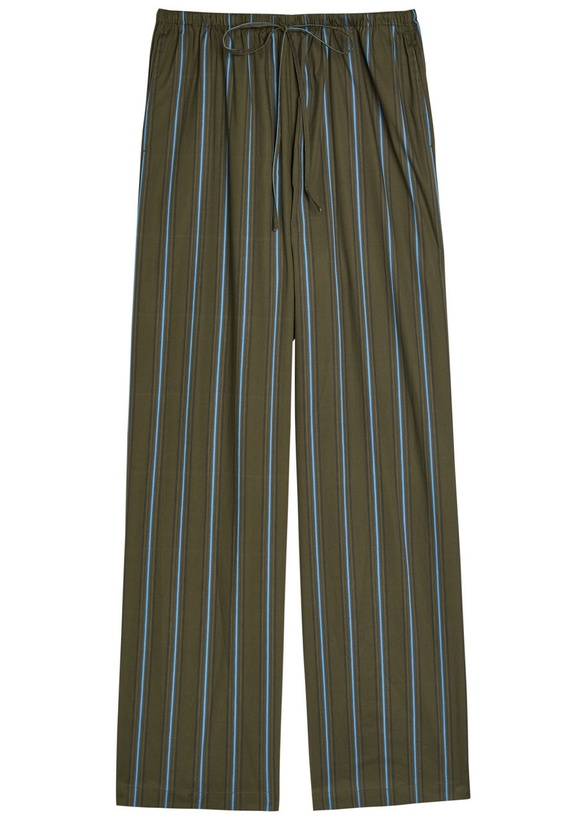 Photo: Staud Mateo Striped Stretch-cotton Poplin Trousers Grey