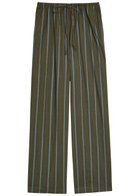 Staud Mateo Striped Stretch-cotton Poplin Trousers Grey