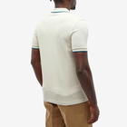 Fred Perry Men's Slim Fit Twin Tipped Polo Shirt in Light Oyster/Snow White/Petrol Blue