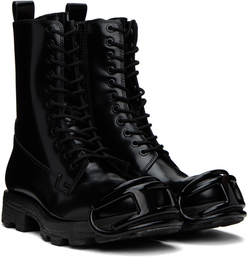 ★DIESEL★ D Hammer HB D W Boots Black Y03417P4792H9800 Y034 Women's D-Hammer HB W - Leather boots with denim edges