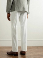 Caruso - Straight-Leg Pleated Cotton-Blend Trousers - White