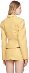 Lado Bokuchava SSENSE Exclusive Beige Shibari Faux-Leather Blazer