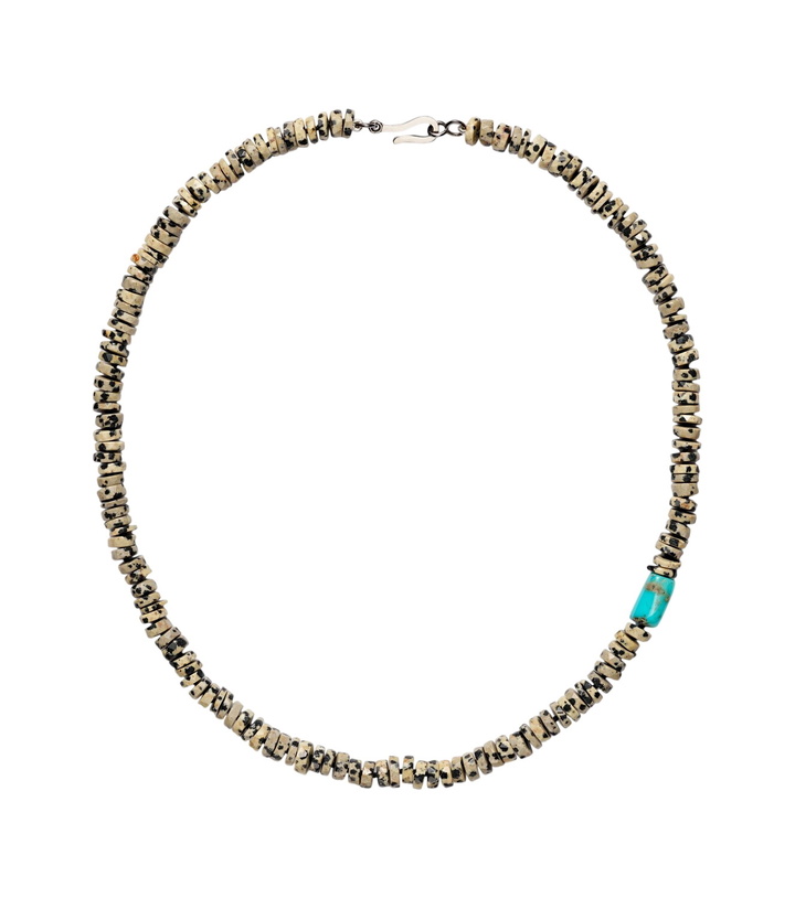 Photo: Ileana Makri 9kt white gold beaded necklace with quartzes and turquoises
