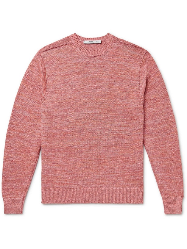 Photo: INIS MEÁIN - Slim-Fit Mélange Linen Sweater - Red