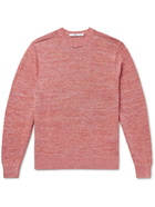 INIS MEÁIN - Slim-Fit Mélange Linen Sweater - Red