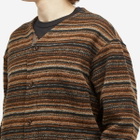 Engineered Garments Men's Knit Cardigan in Brown Fair Isle Stripe