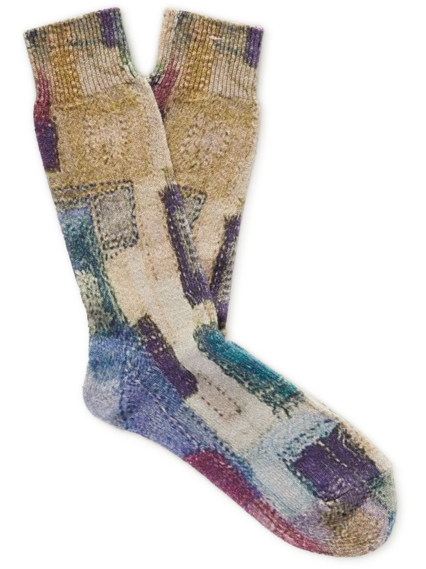 Photo: Anonymous ism - Printed Cotton-Blend Socks