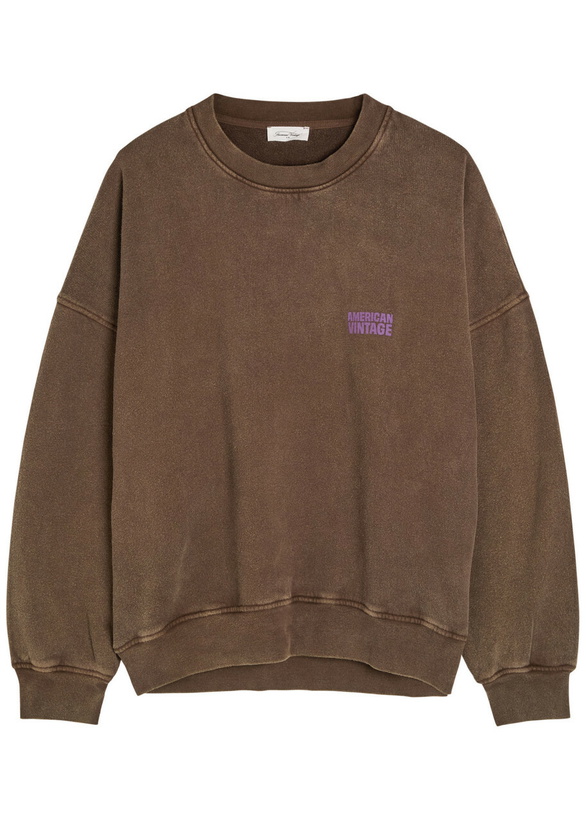 Photo: American Vintage Plizzy Logo-print Cotton Sweatshirt Light Brown