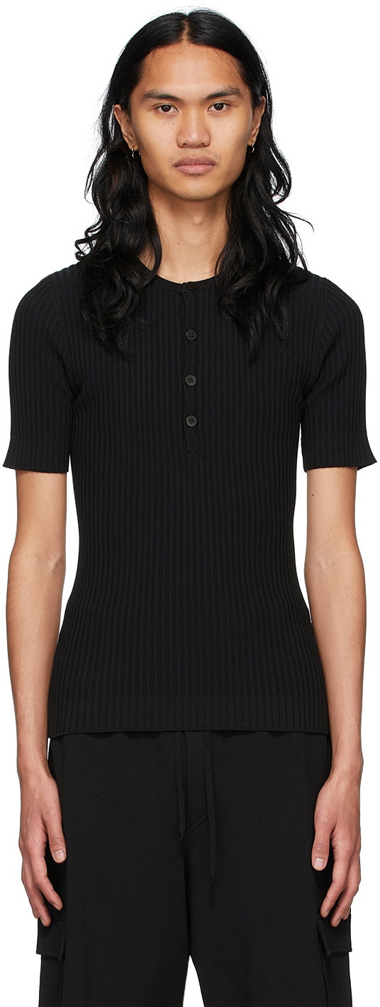 ANDREĀDAMO SSENSE Exclusive Black Viscose Henley
