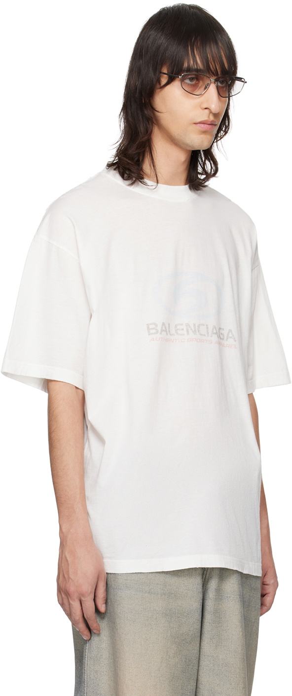 Tシャツ・カットソー Balenciaga Light-Blue Cotton T-Shirt Balenciaga Back T-shirt Medium Fit in Blue/white | Balenciaga US