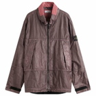 Stone Island Men's Raw Linen Plated-OVD Short Parka Jacket in Dark Burgundy