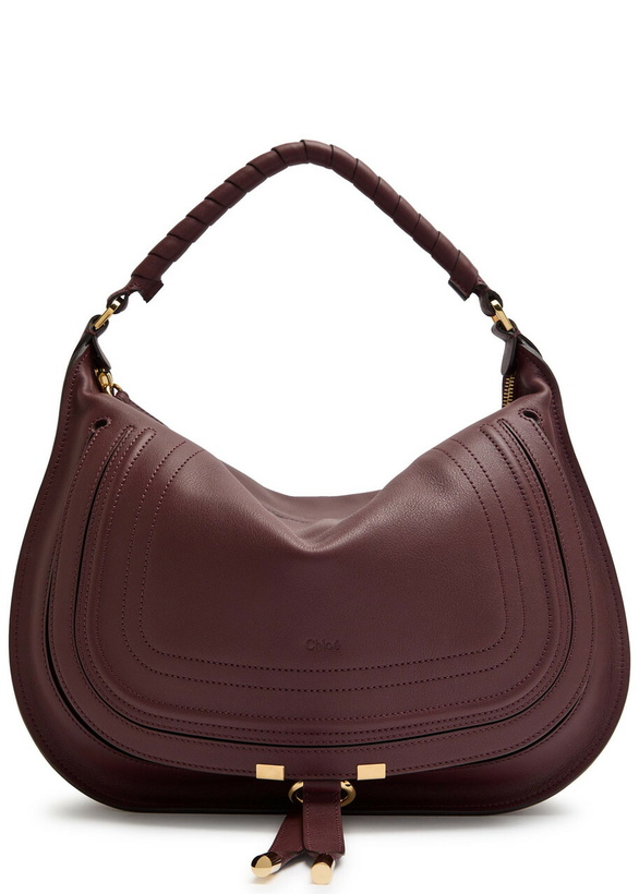 Photo: Chloe Marcie Medium Leather Shoulder bag - Dark Purple - One Size