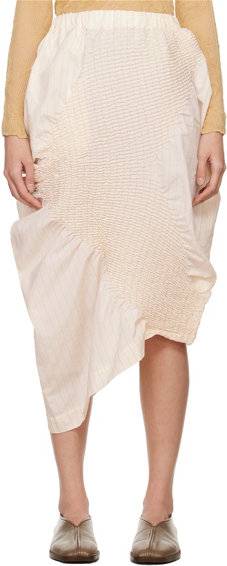 Photo: ISSEY MIYAKE Off-White Contraction Midi Skirt