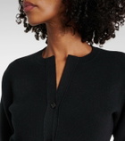 Ferragamo Leather-trimmed belted cardigan