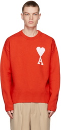 AMI Paris Red Ami de Coeur Wool Crewneck Sweater