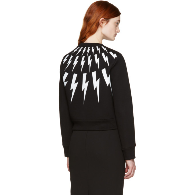 Neil Barrett Black Fairisle Thunderbolt Short Sweatshirt