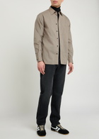 Emporio Armani Logo-embroidered Cotton-poplin Shirt Taupe
