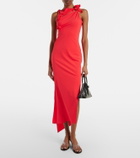 Coperni Floral-appliqué asymmetric jersey maxi dress