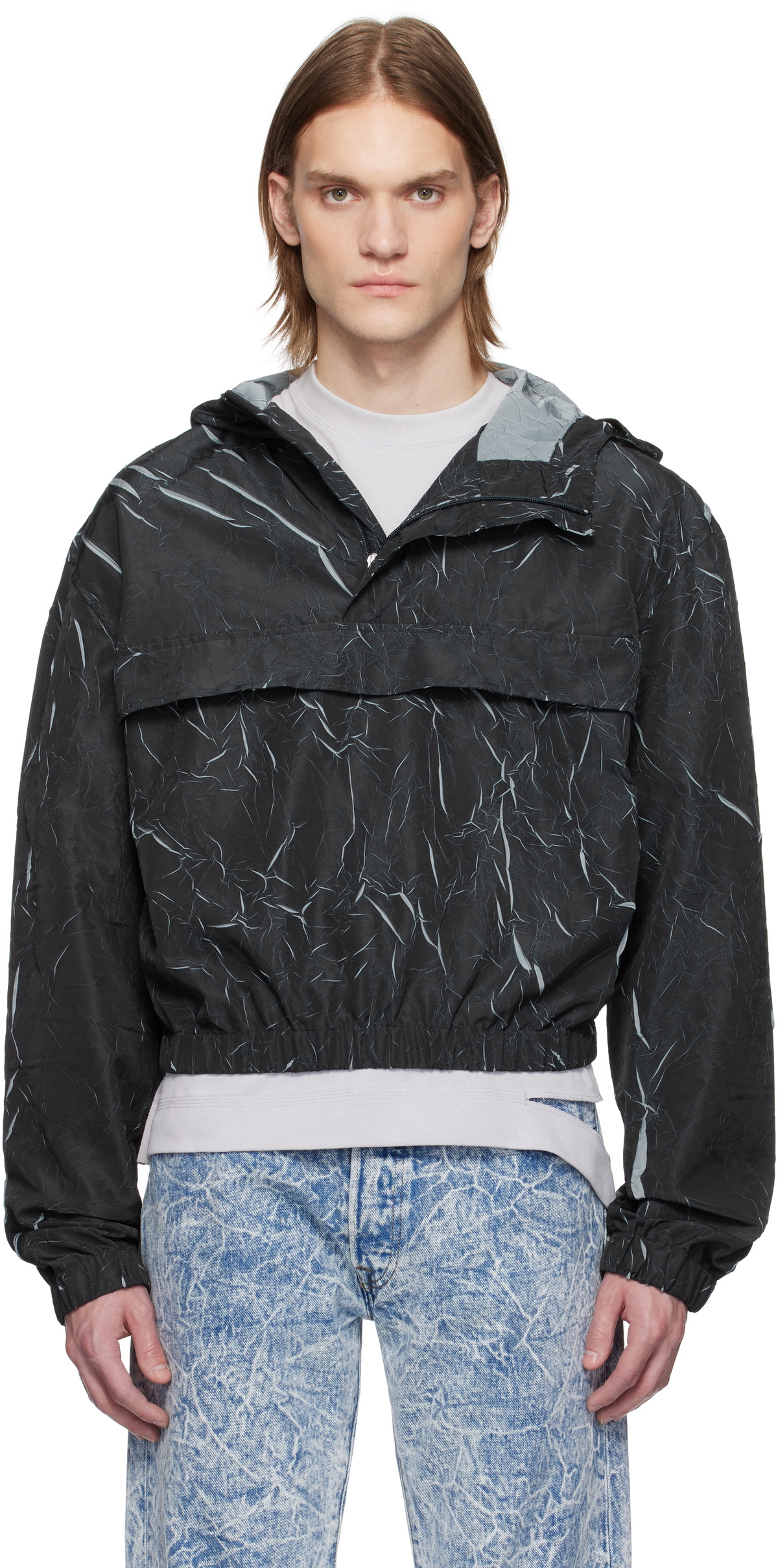 Karmuel Young Navy Pressed Textured Jacket
