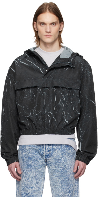 Photo: Karmuel Young Navy Pressed Textured Jacket