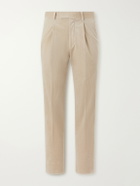 Zegna - Pleated Straight-Leg Cotton-Corduroy Trousers - Brown