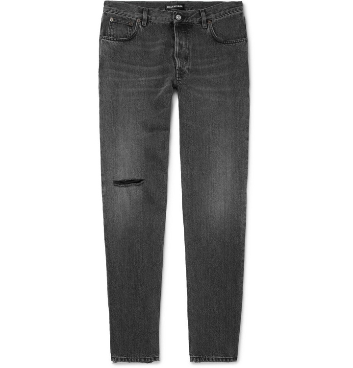 Photo: Balenciaga - Distressed Denim Jeans - Men - Gray