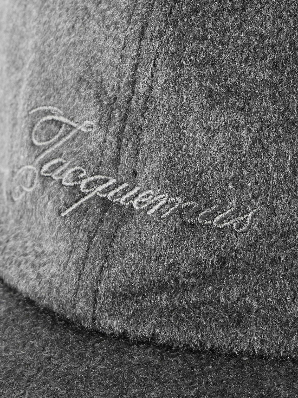 Jacquemus - Logo-Embroidered Brushed Virgin Wool Cap - Gray