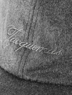 Jacquemus - Logo-Embroidered Brushed Virgin Wool Cap - Gray