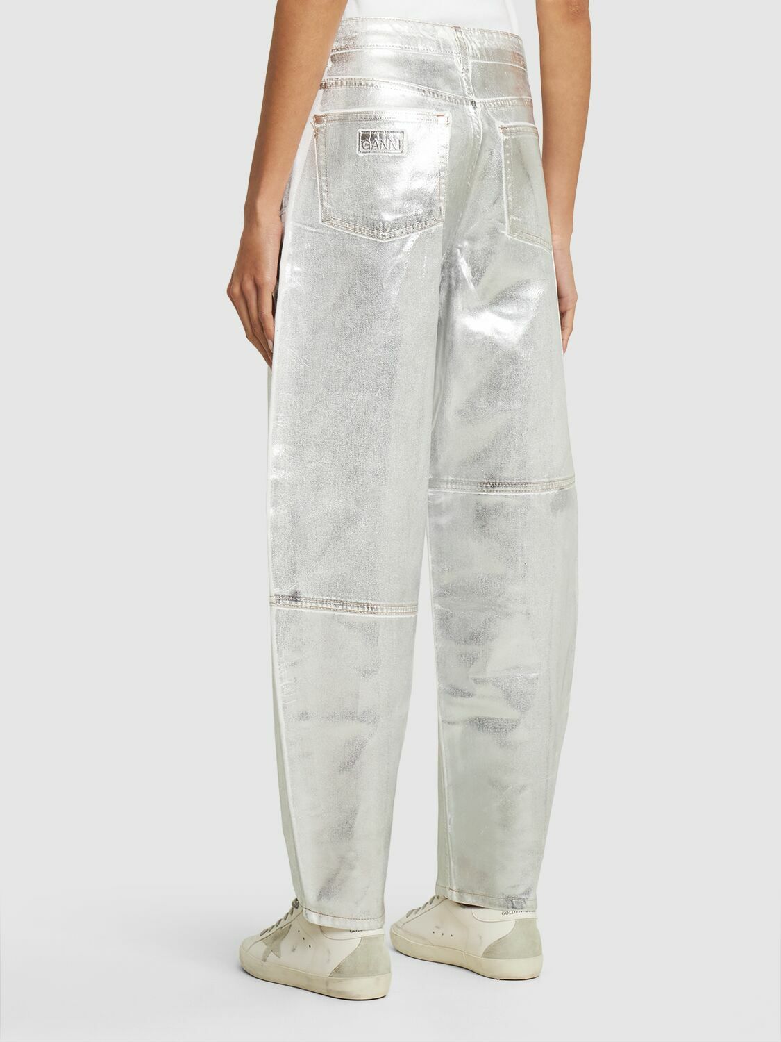 GANNI - Foil Coated Denim Jeans GANNI