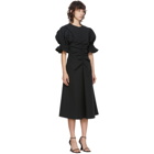 Edit Black Flare Ruched Sleeve A-Line Dress