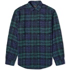 Portuguese Flannel Men's Abstract Black Watch Button Down Check Sh in Green/Navy