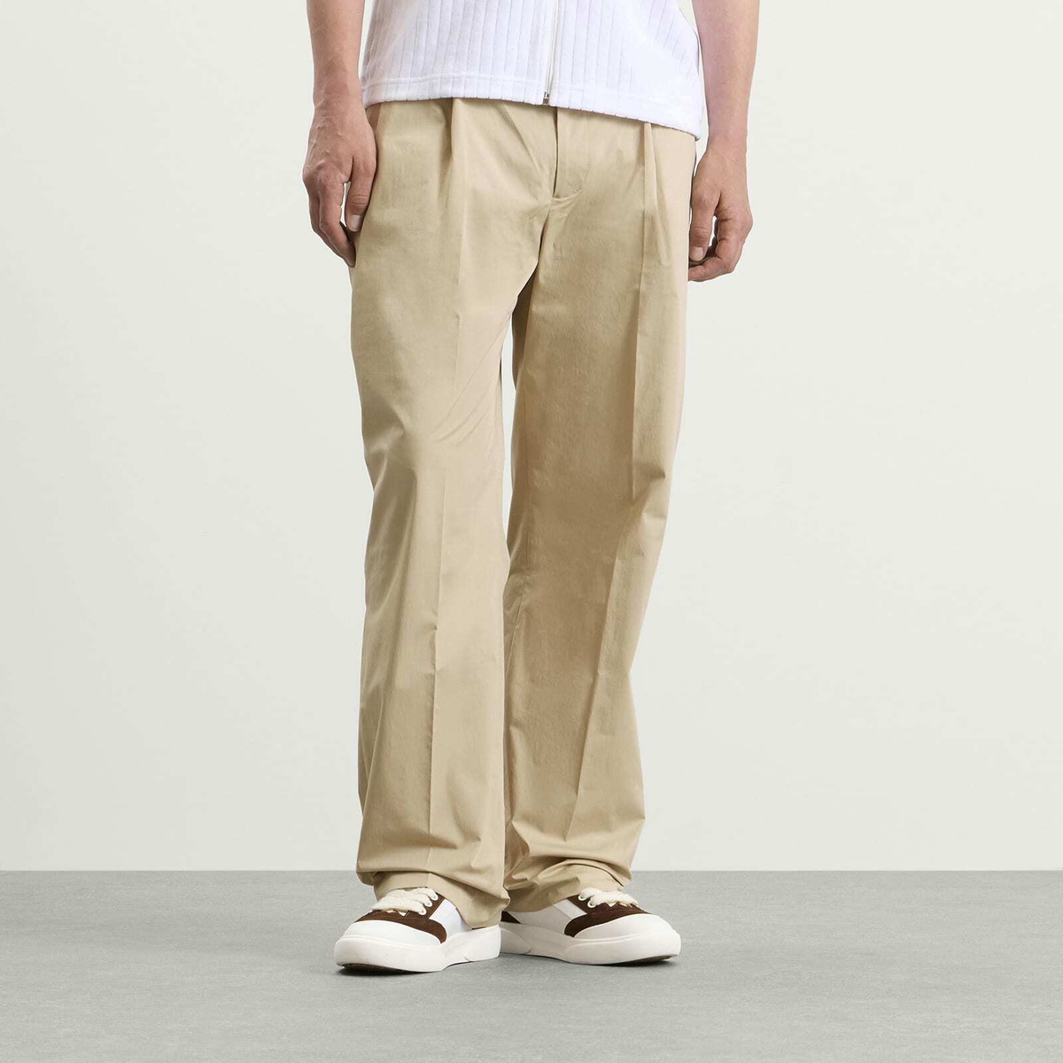 Casablanca Men's Pleated Straight Leg Trouser in Beige