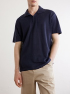 Sunspel - Linen-Piqué Polo Shirt - Blue