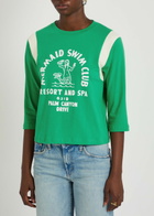 Mother The Better Half Insert Appliquéd Cotton T-shirt Green