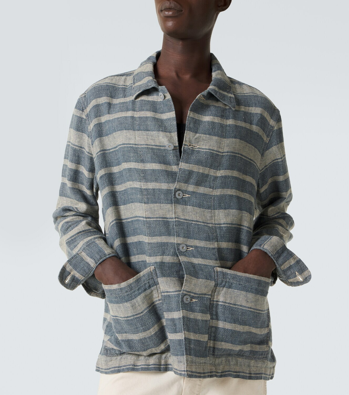 RRL Striped linen overshirt