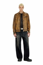 Diesel Biker jacket in treated leather - Leather jackets Mens in Brown