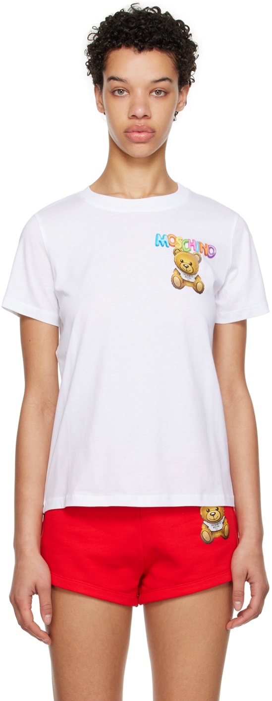 Moschino White Little Inflatable Teddy Bear T-Shirt Moschino