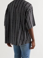 BALENCIAGA - Button-Down Collar Logo-Print Twill Shirt - Black